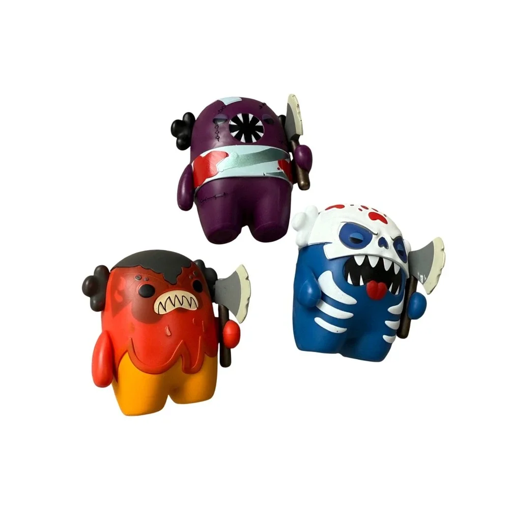 LOT‎ OF 3 Axe Alotls Series Halloween Mini Figure Monster Toys Kreepy Axolotl
